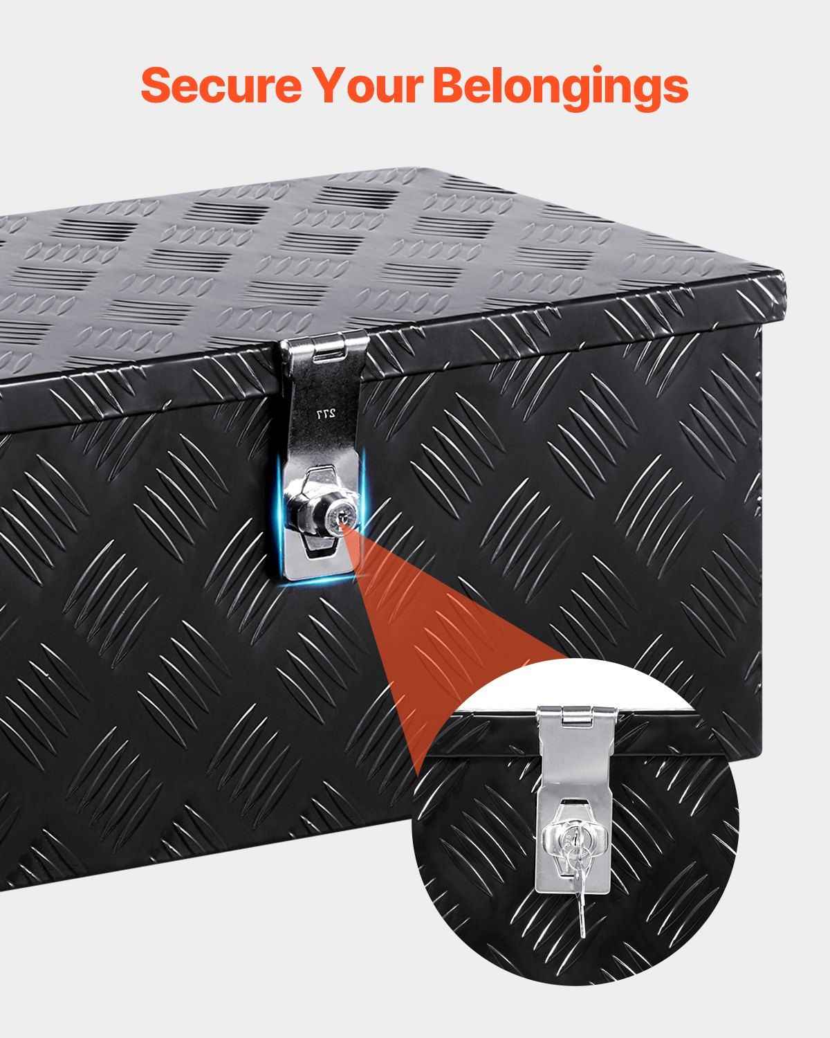 20"x12"x9.5" Heavy Duty Aluminum Truck Bed Tool Box for Pickup RV Black