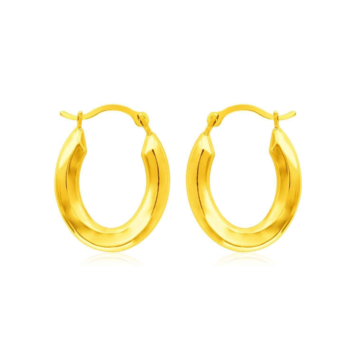 14k Yellow Gold Polished Oval Hoop Earrings