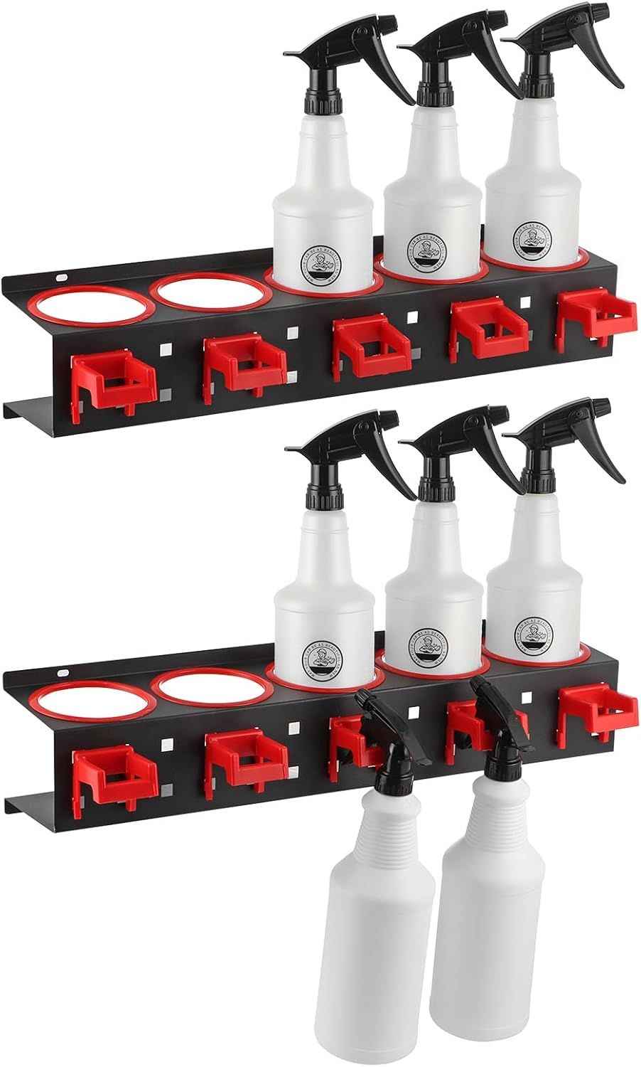 2 Pcs Spray Bottle Storage Rack, Wall Mount Bottle Organizer Car Detailing, Steel Spray Bottle Holder