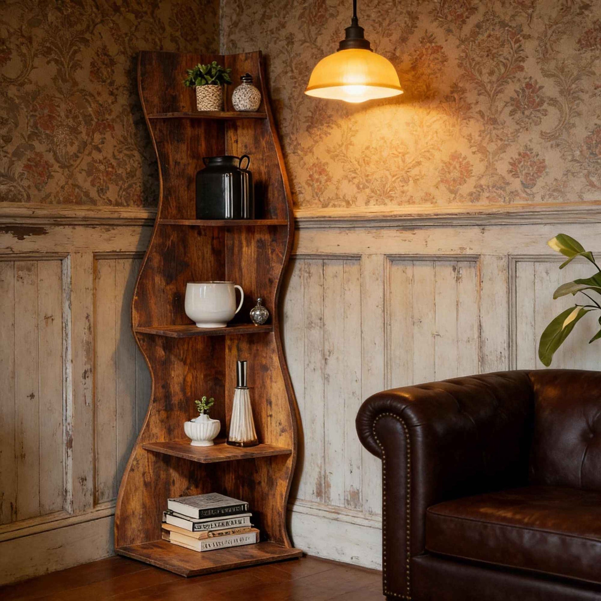 Modern Wall Corner Bookshelf Bookcase