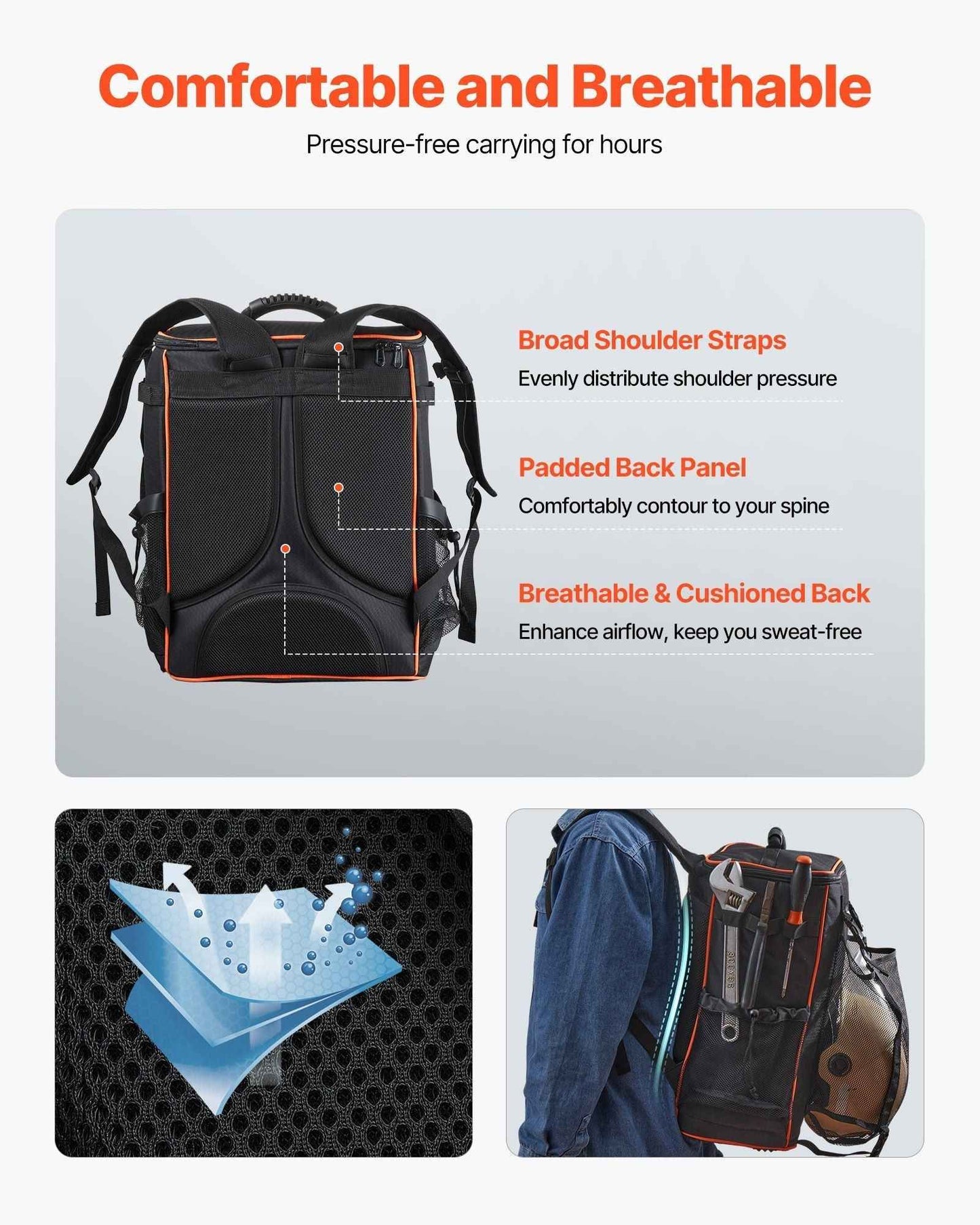 35.6L Welding Backpack 600D Polyester Welder Backpack for Tools and Helmet