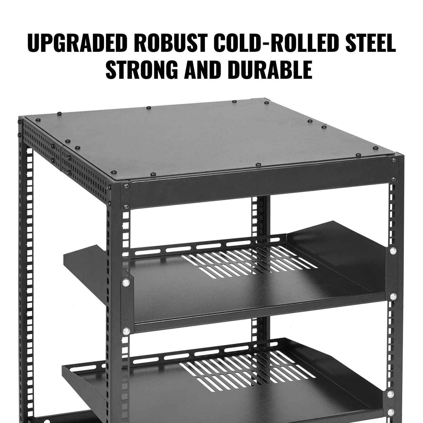 12U Open Frame Server Rack, 23-40 in Adjustable Depth, Free Standing or Wall Mount Network Server Rack, 4 Post AV Rack with Casters, Holds All Your Networking IT Equipment AV Gear Router Modem