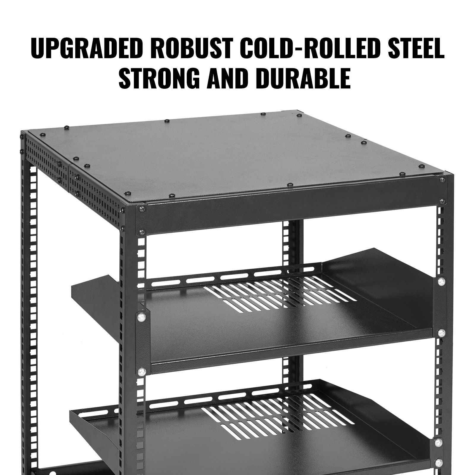 12U Open Frame Server Rack, 23-40 in Adjustable Depth, Free Standing or Wall Mount Network Server Rack, 4 Post AV Rack with Casters, Holds All Your Networking IT Equipment AV Gear Router Modem