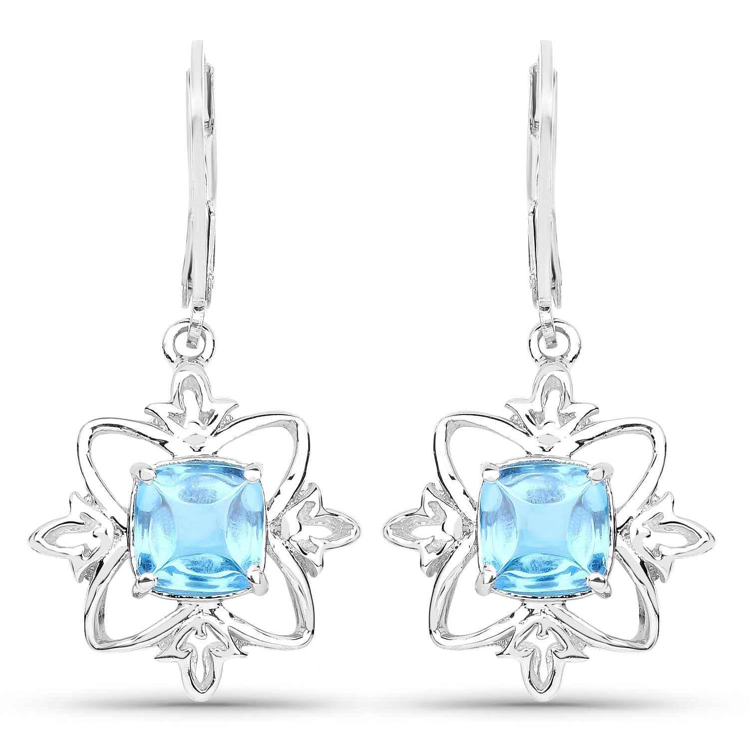 5.30 Carat Genuine Swiss Blue Topaz .925 Sterling Silver Earrings