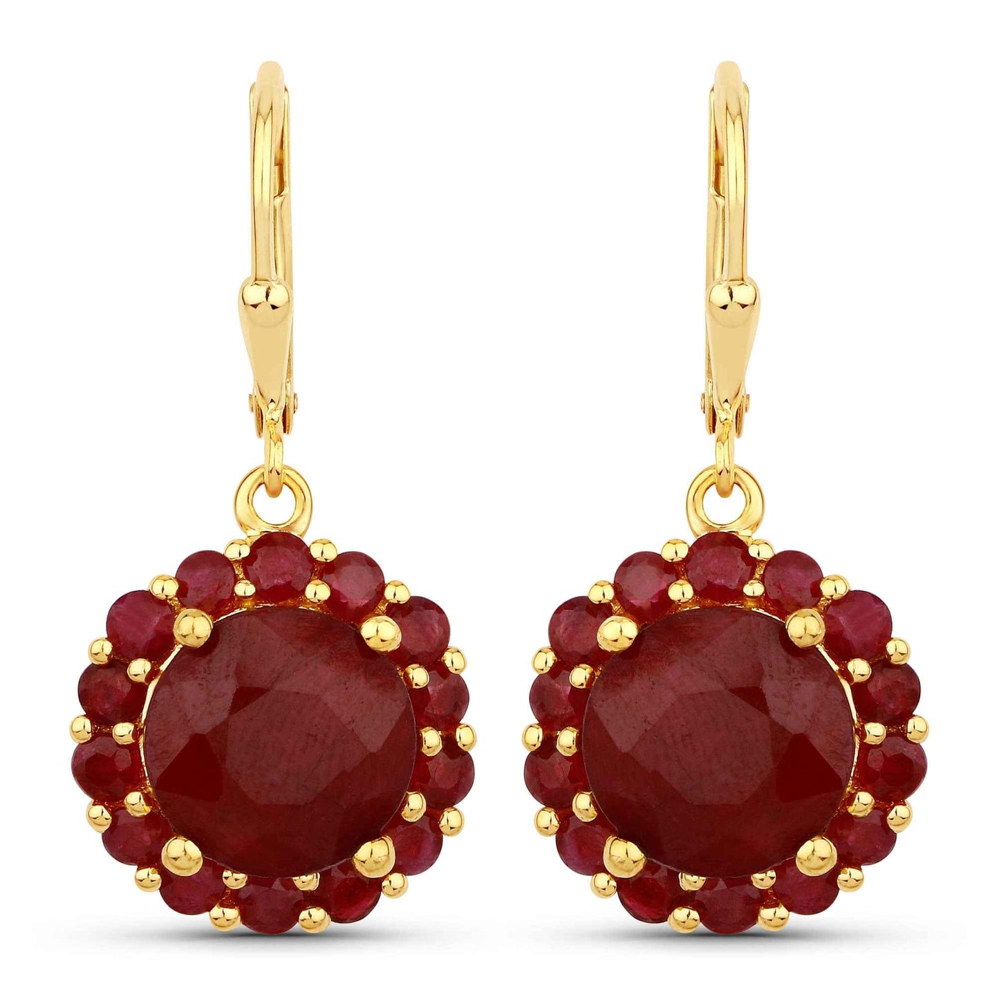 11.37 Carat Dyed Ruby and Ruby .925 Sterling Silver Earrings