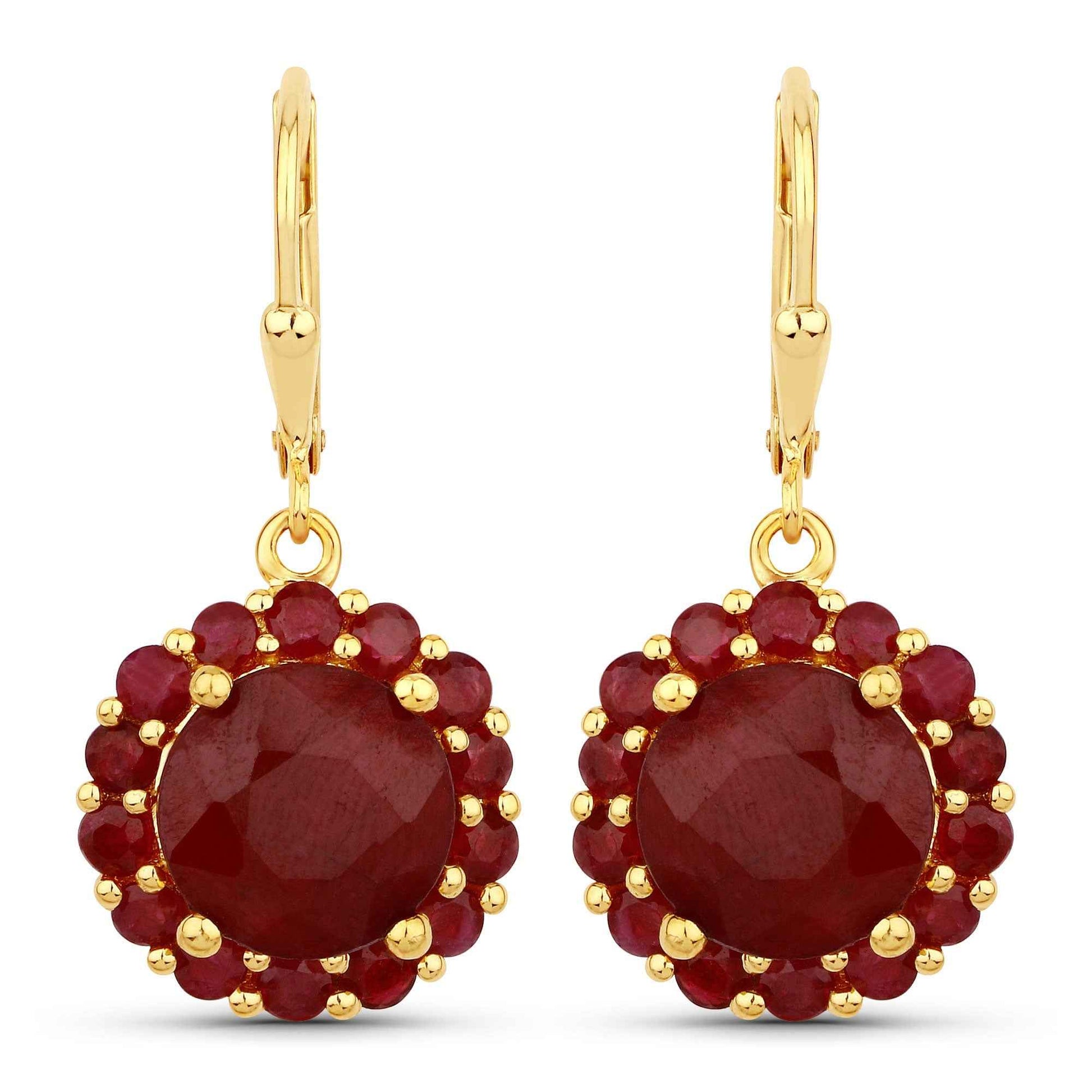 11.37 Carat Dyed Ruby and Ruby .925 Sterling Silver Earrings