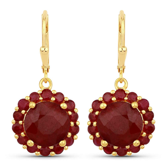 11.37 Carat Dyed Ruby and Ruby .925 Sterling Silver Earrings