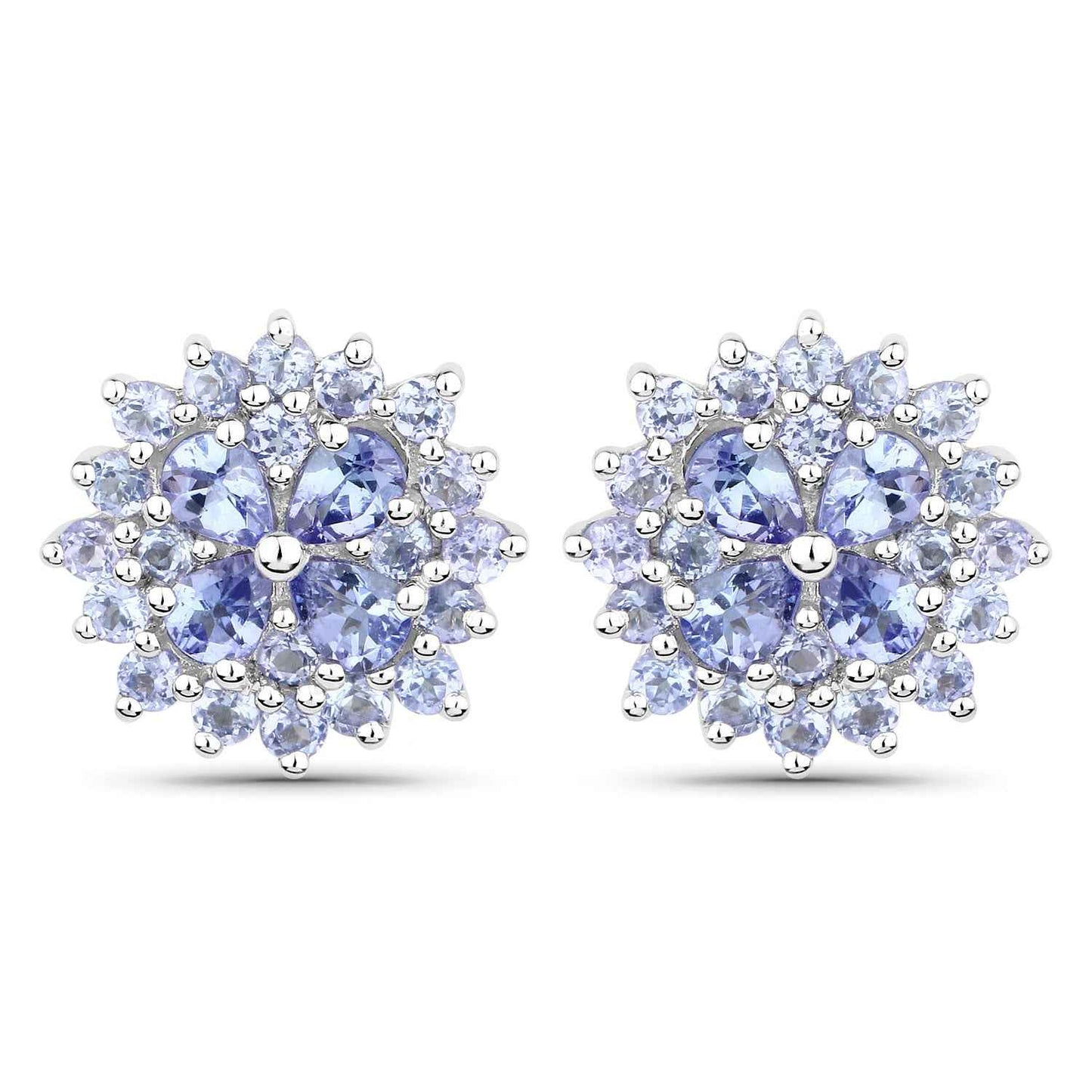 2.52 Carat Genuine Tanzanite .925 Sterling Silver Earrings