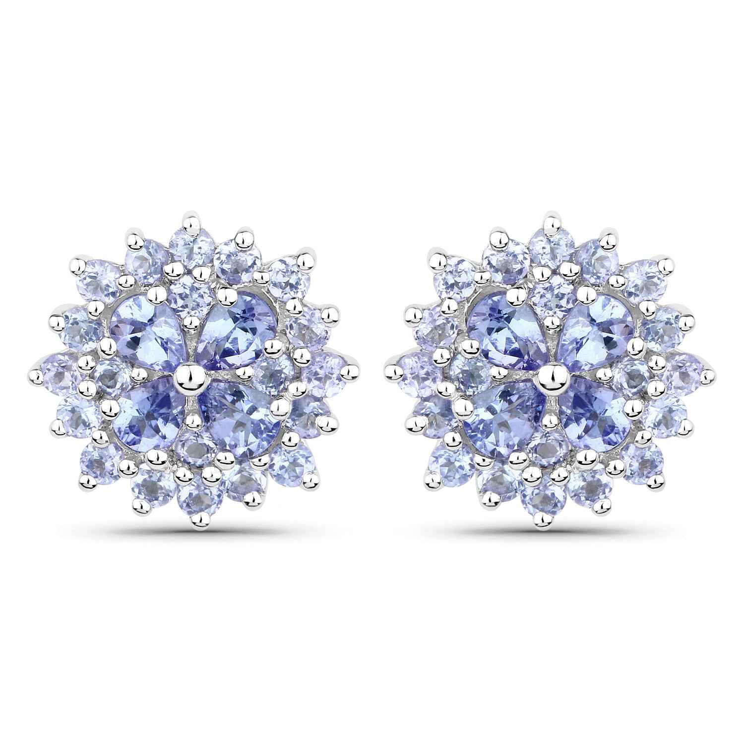 2.52 Carat Genuine Tanzanite .925 Sterling Silver Earrings