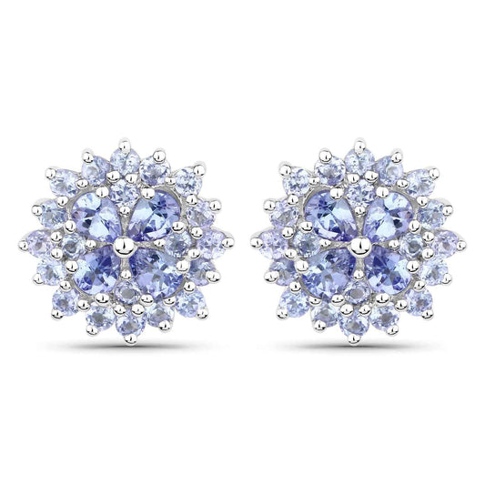2.52 Carat Genuine Tanzanite .925 Sterling Silver Earrings