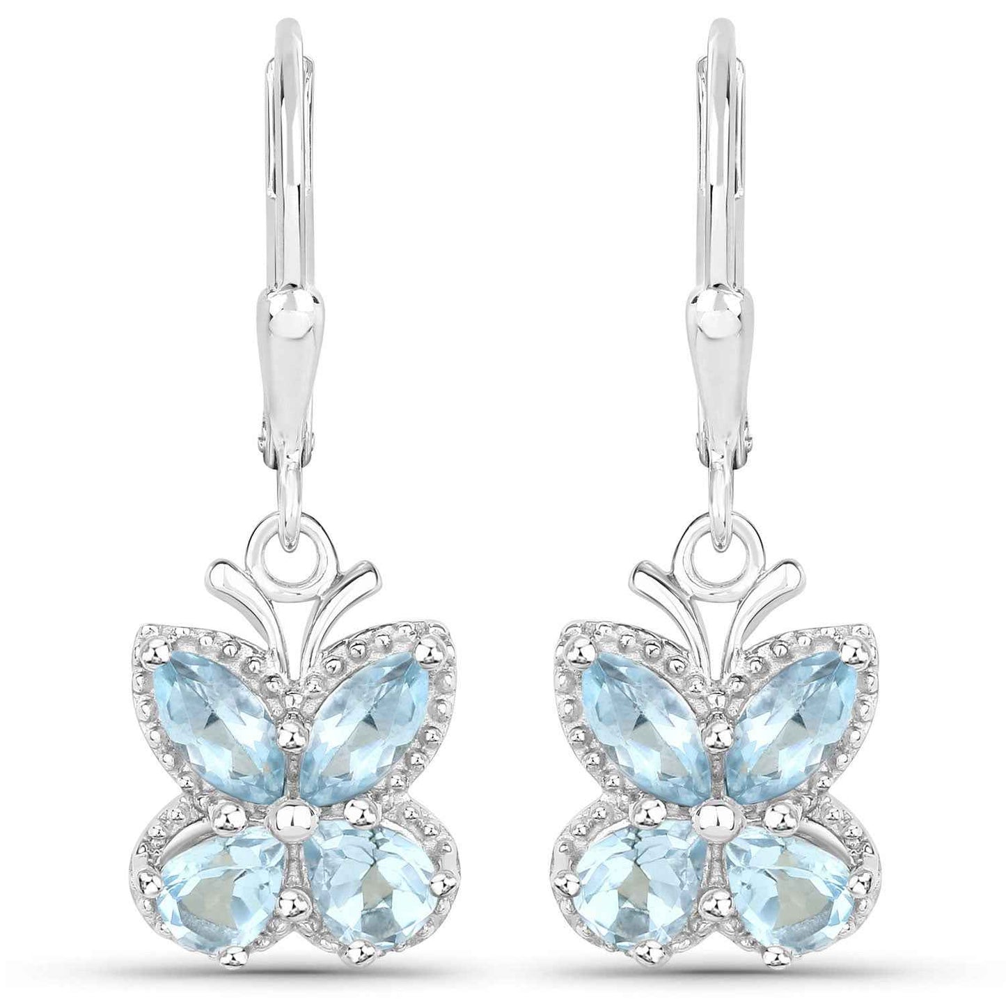 2.60 Carat Genuine Blue Topaz .925 Sterling Silver Earrings