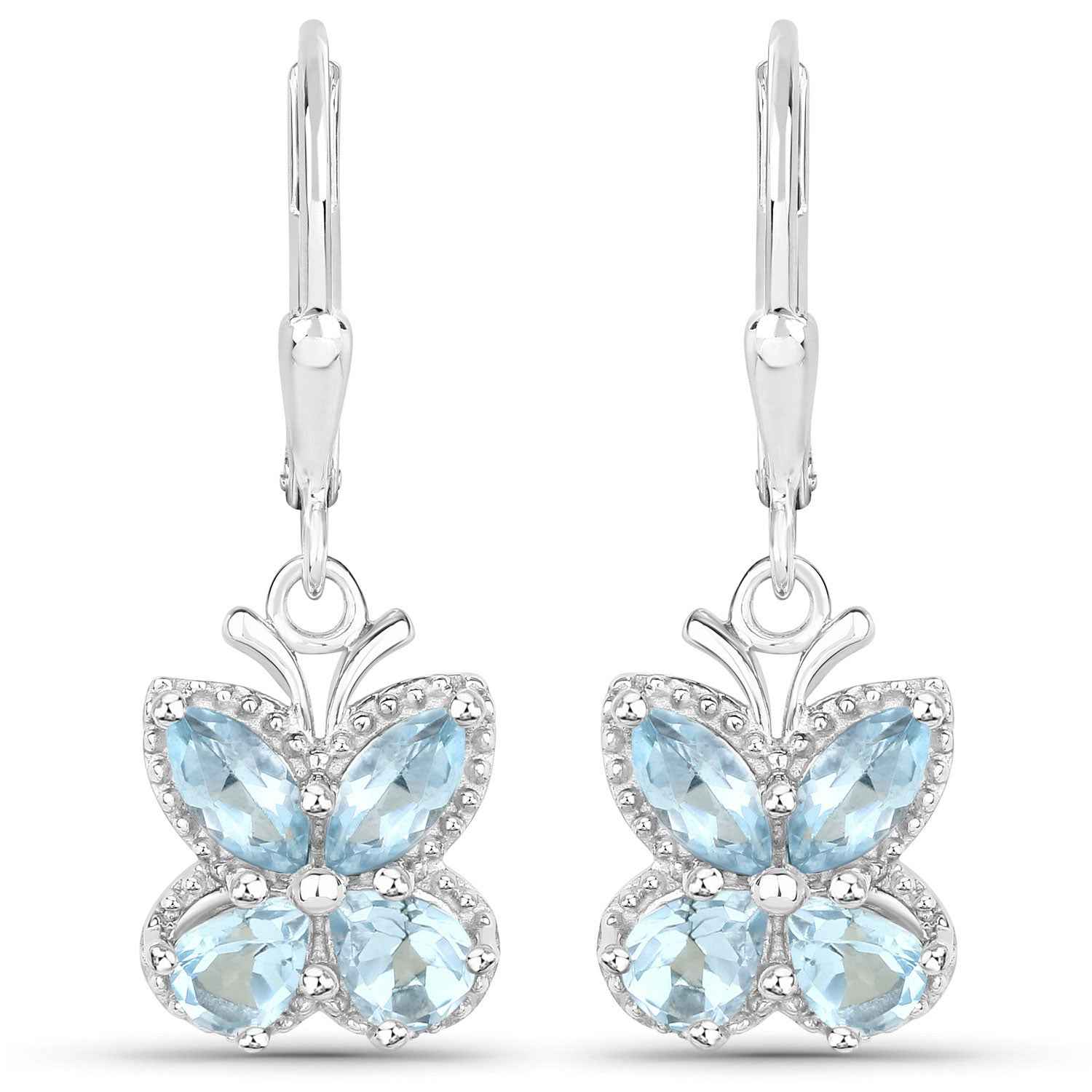 2.60 Carat Genuine Blue Topaz .925 Sterling Silver Earrings