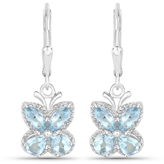 2.60 Carat Genuine Blue Topaz .925 Sterling Silver Earrings