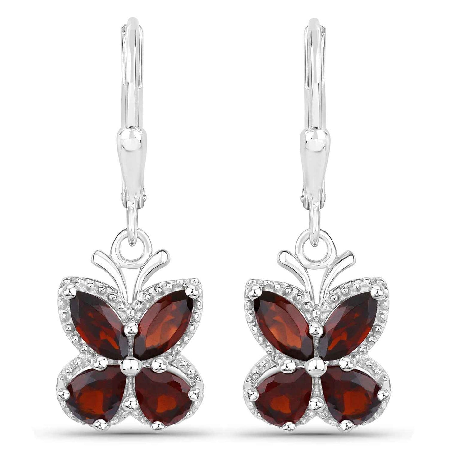 2.60 Carat Genuine Garnet .925 Sterling Silver Earrings