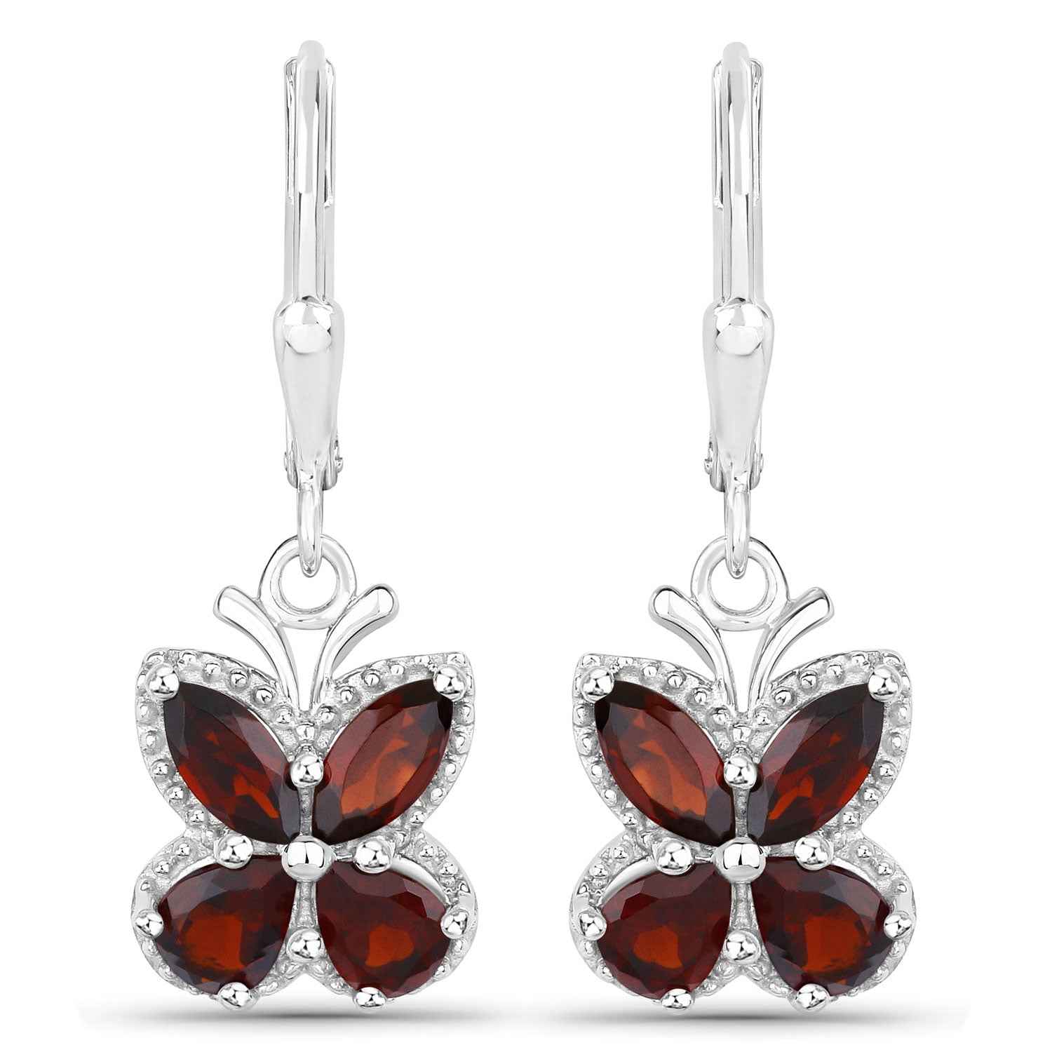 2.60 Carat Genuine Garnet .925 Sterling Silver Earrings