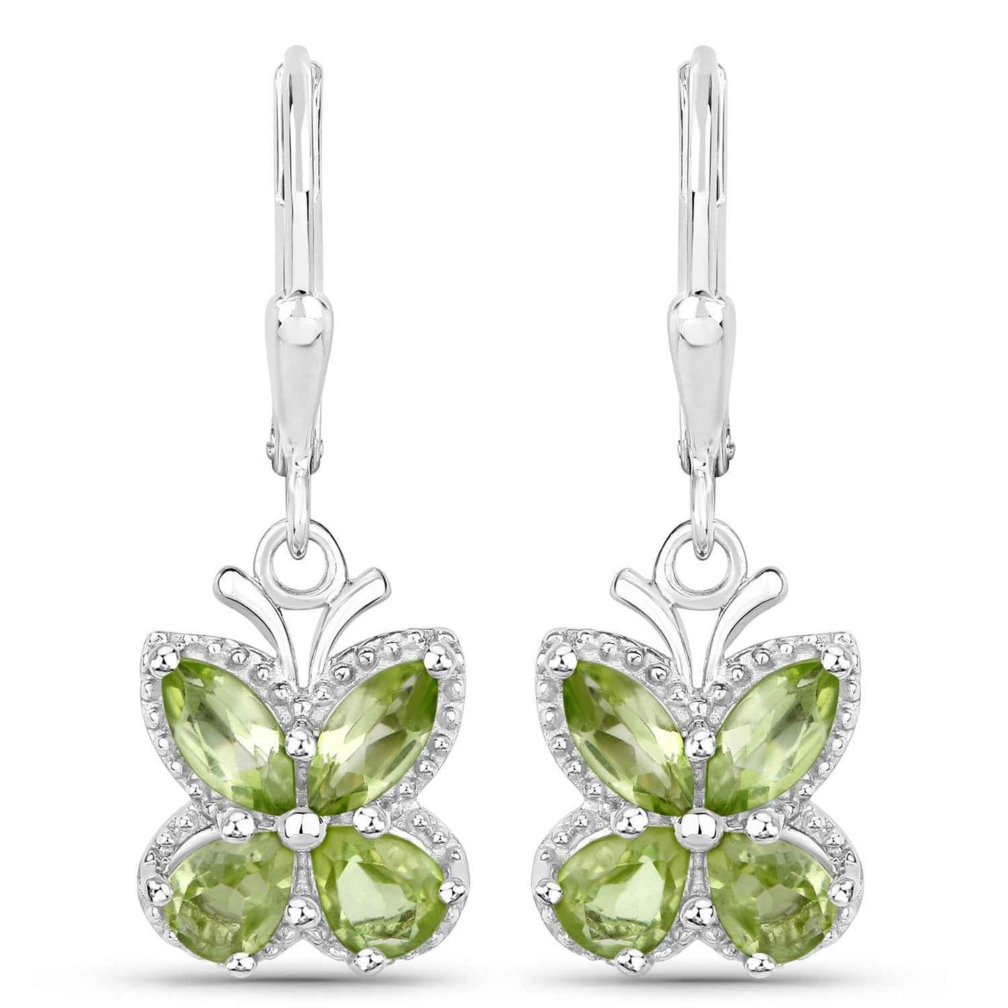 2.28 Carat Genuine Peridot .925 Sterling Silver Earrings