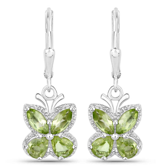 2.28 Carat Genuine Peridot .925 Sterling Silver Earrings