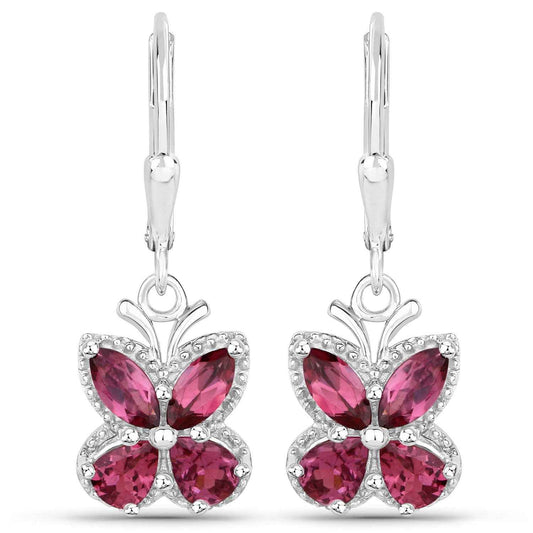 2.52 Carat Genuine Rhodolite Garnet .925 Sterling Silver Earrings