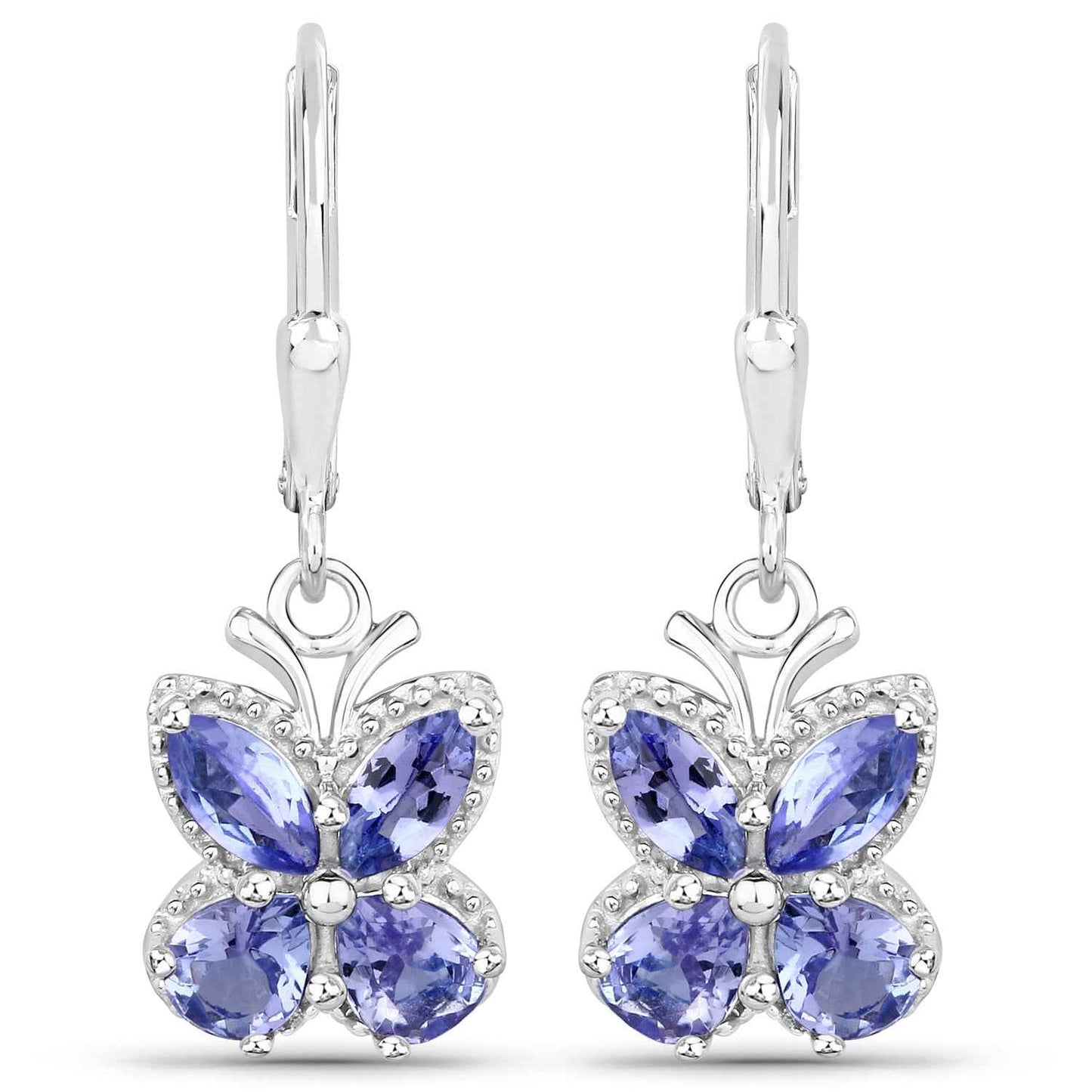 2.08 Carat Genuine Tanzanite .925 Sterling Silver Earrings