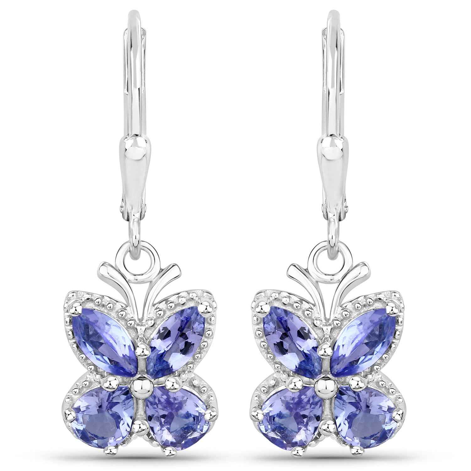 2.08 Carat Genuine Tanzanite .925 Sterling Silver Earrings