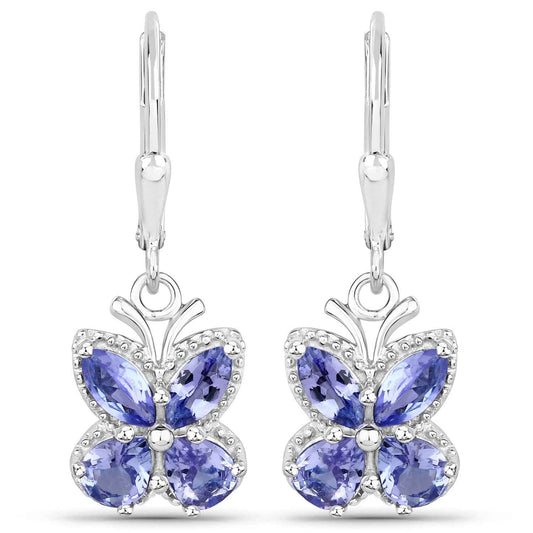 2.08 Carat Genuine Tanzanite .925 Sterling Silver Earrings
