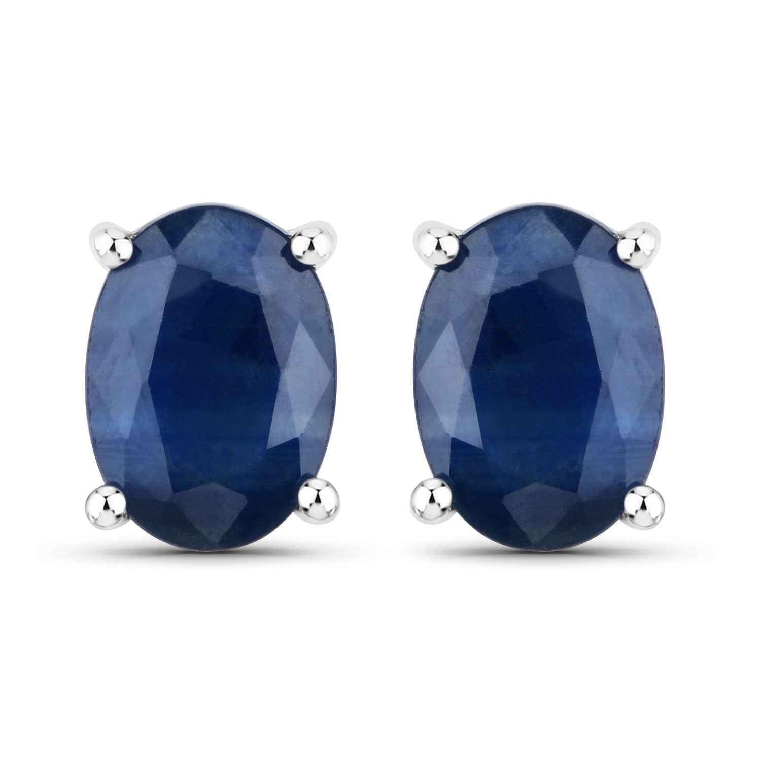 1.90 Carat Genuine Blue Sapphire 14K White Gold Earrings