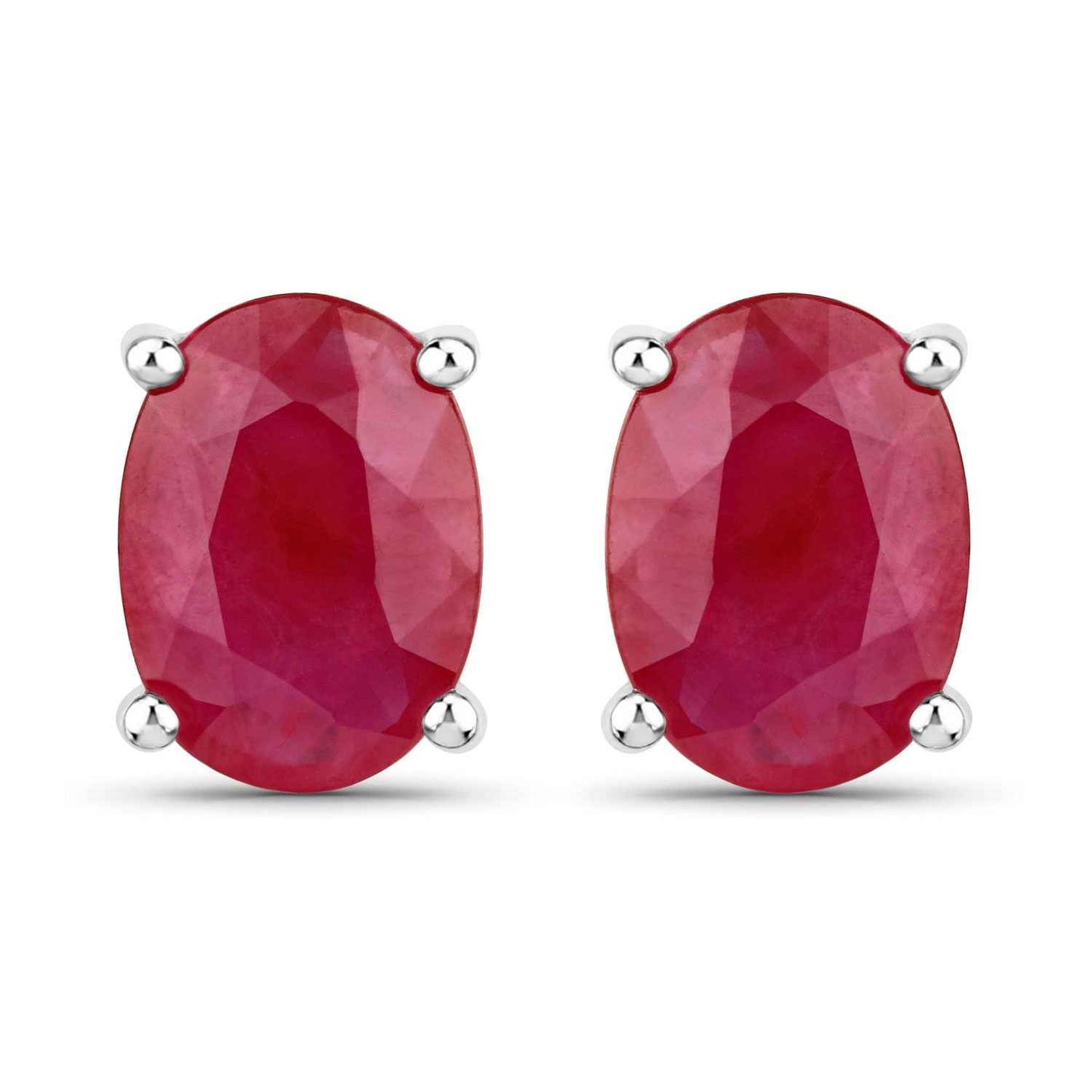 1.70 Carat Genuine Ruby 14K White Gold Earrings