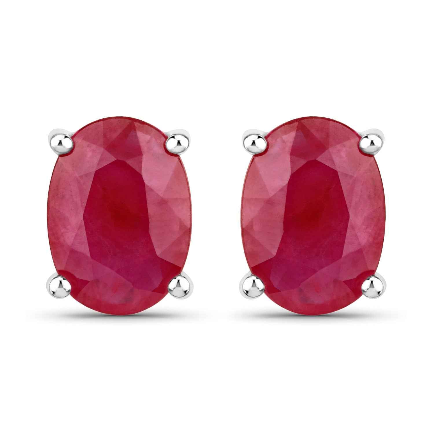 1.70 Carat Genuine Ruby 14K White Gold Earrings