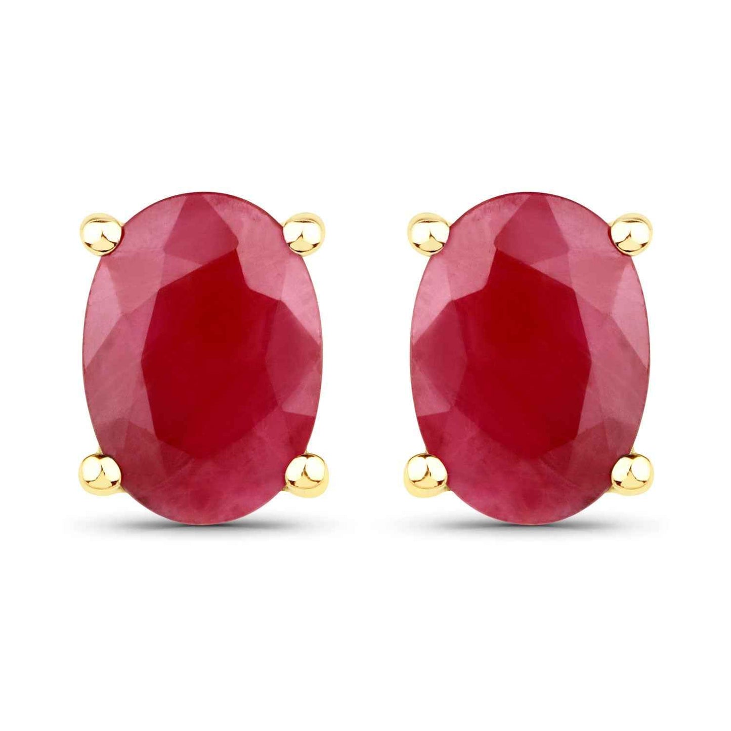1.70 Carat Genuine Ruby 14K Yellow Gold Earrings