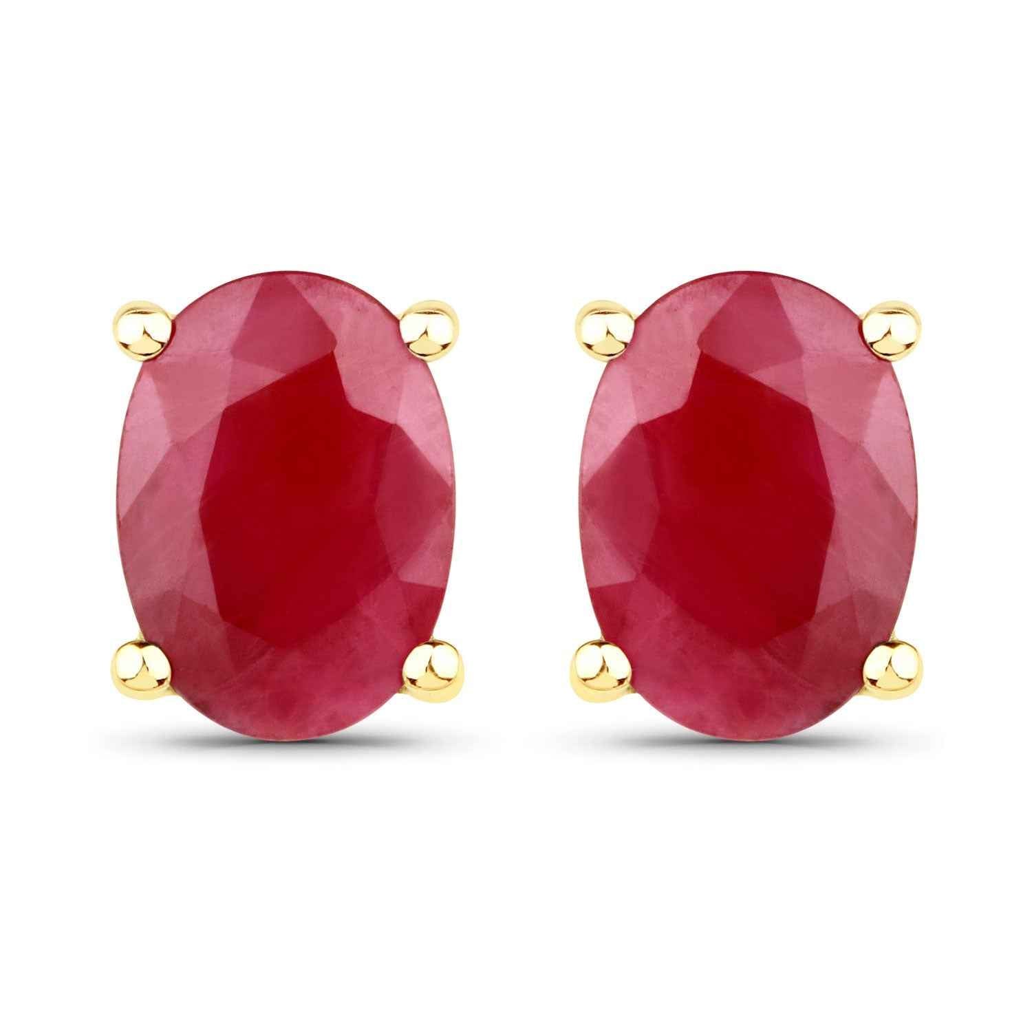 1.70 Carat Genuine Ruby 14K Yellow Gold Earrings