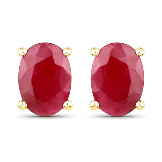 1.70 Carat Genuine Ruby 14K Yellow Gold Earrings