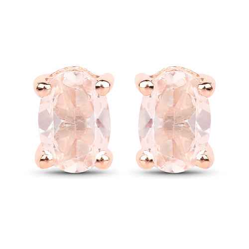 18K Rose Gold Plated 0.80 Carat Genuine Morganite .925 Sterling Silver Earrings