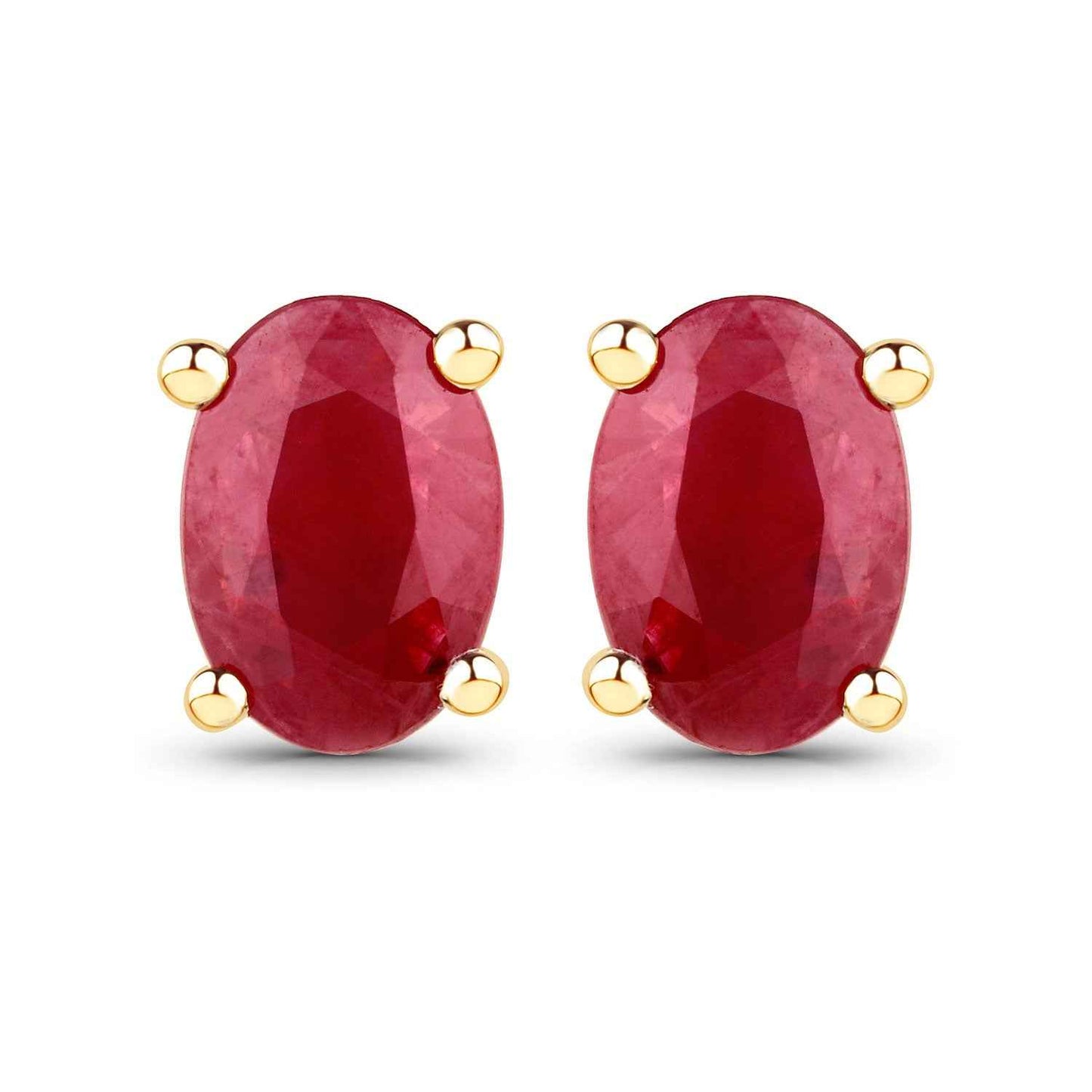 0.96 Carat Genuine Ruby 14K Yellow Gold Earrings