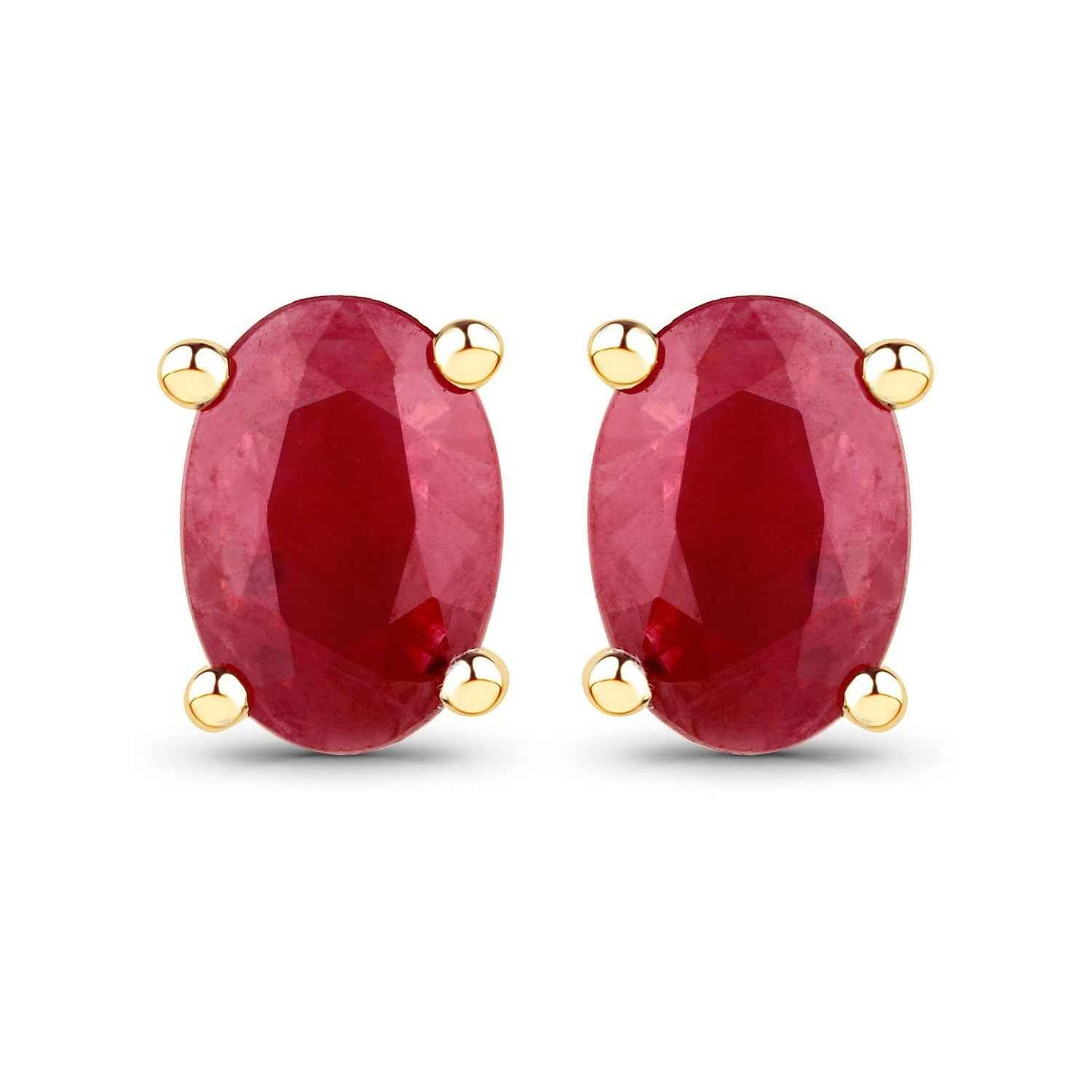 0.96 Carat Genuine Ruby 14K Yellow Gold Earrings