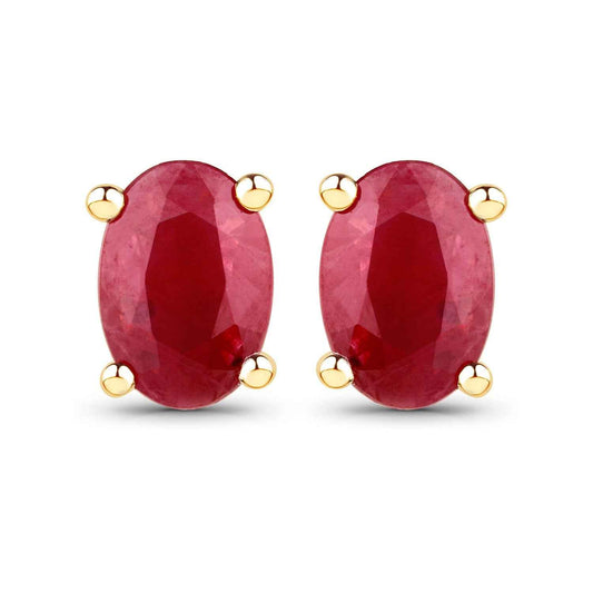 0.96 Carat Genuine Ruby 14K Yellow Gold Earrings