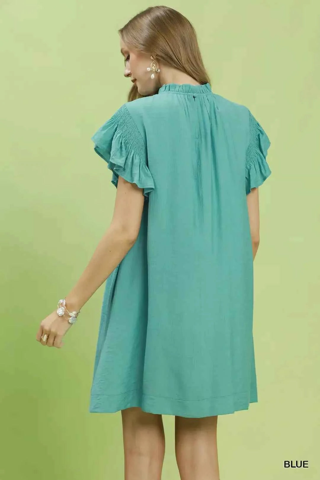 Umgee Ruffle Flutter Sleeve Dress