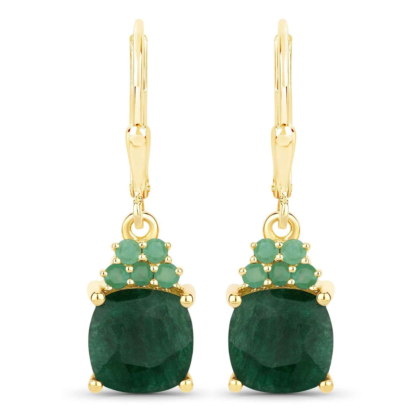4.50 Carat Dyed Emerald and Emerald .925 Sterling Silver Earrings