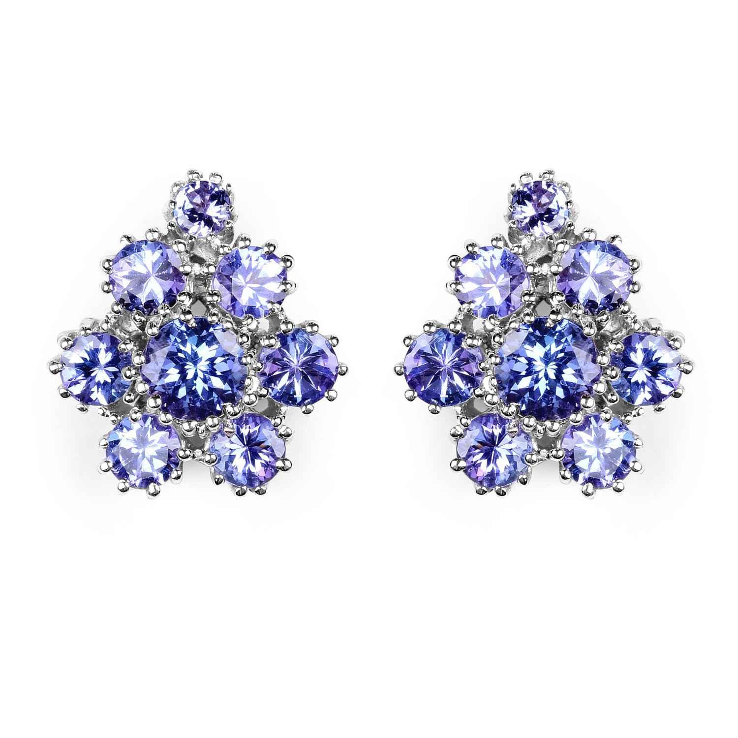 4.26 Carat Genuine Tanzanite .925 Sterling Silver Earrings