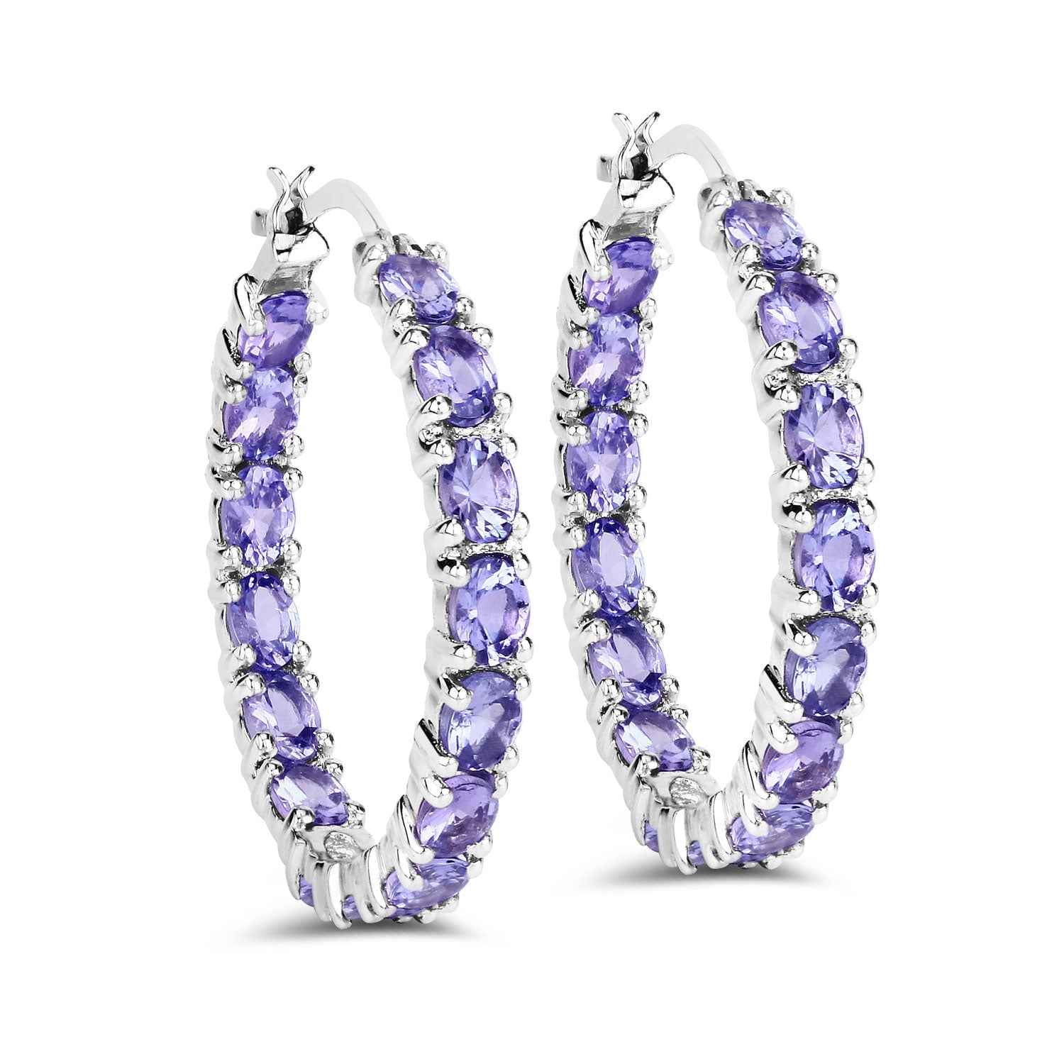 5.10 Carat Genuine Tanzanite .925 Sterling Silver Earrings