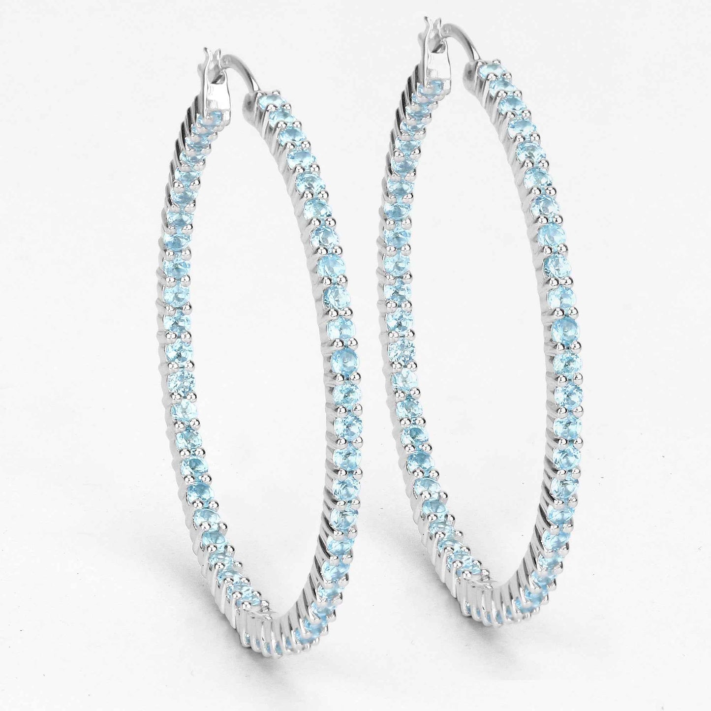 3.60 Carat Genuine Swiss Blue Topaz .925 Sterling Silver Earrings