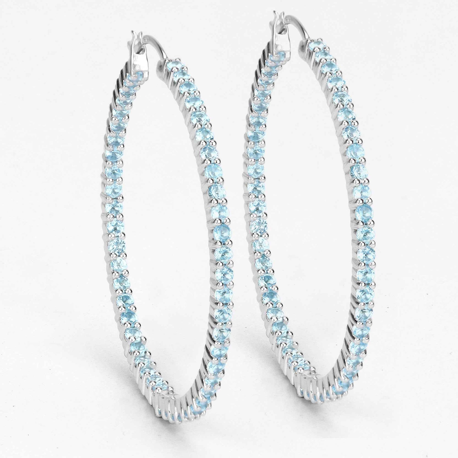 3.60 Carat Genuine Swiss Blue Topaz .925 Sterling Silver Earrings