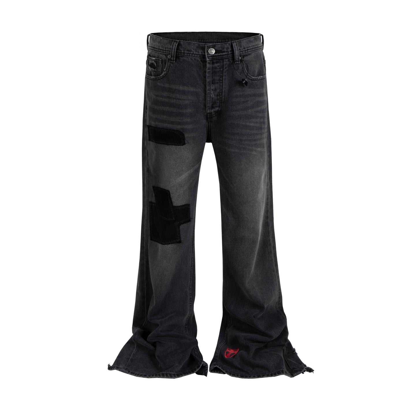 DARK PATCHWORK FLARE DENIM