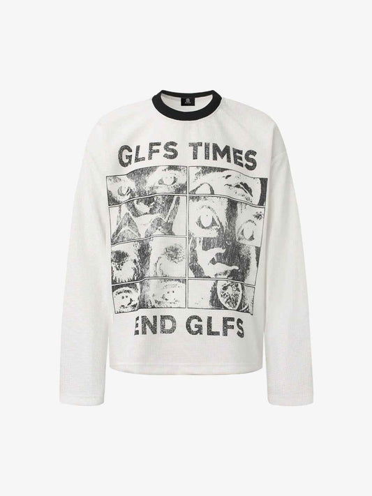 Long Sleeve Letter Waffle