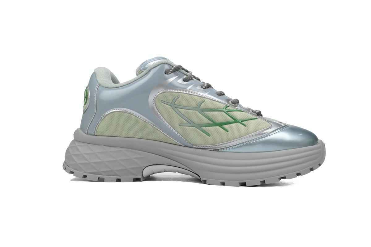 Custom LV Discovery Lace Up White Silver Green SneakerNational