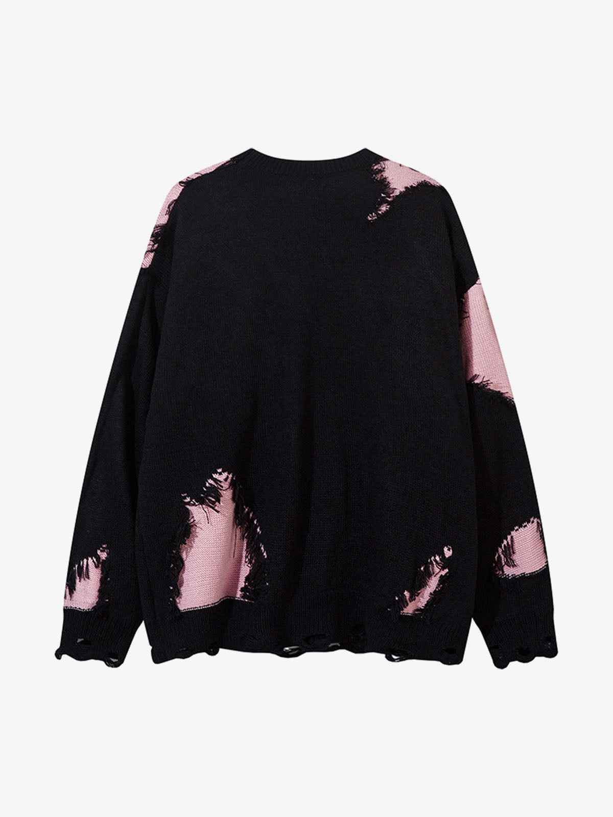 Niche Raw Edge Fringed Knit Sweater - Oversized Deconstructed Streetwear Jumper