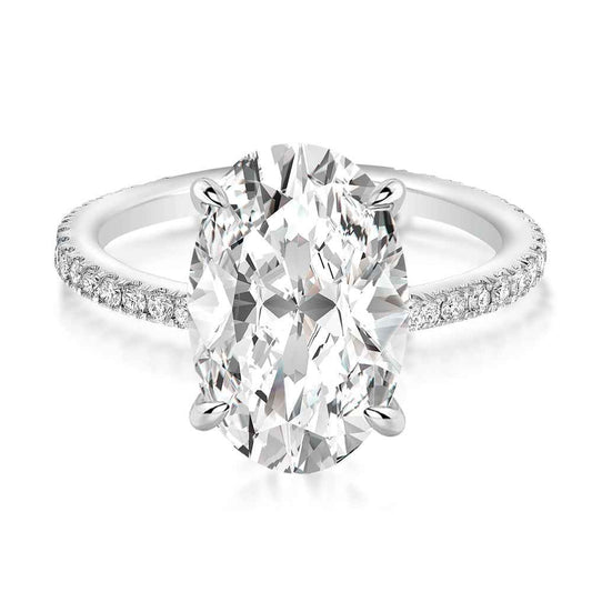 Moissanite 4.0 Ct Pavé Oval Cut Engagement Rings For Women