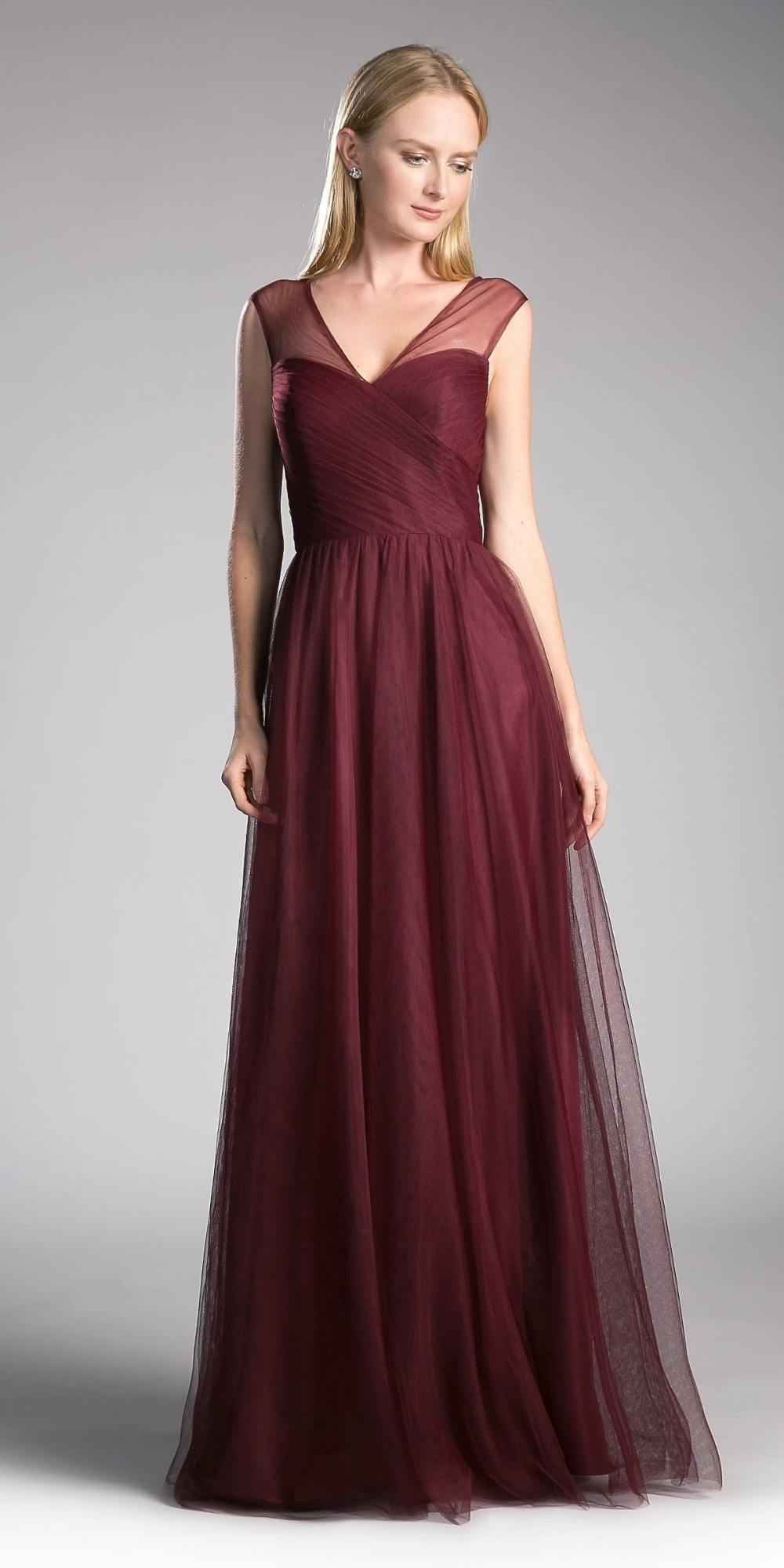 Ladivine ET320 Illusion V-Neck and Back Long Formal Dress Sleeveless