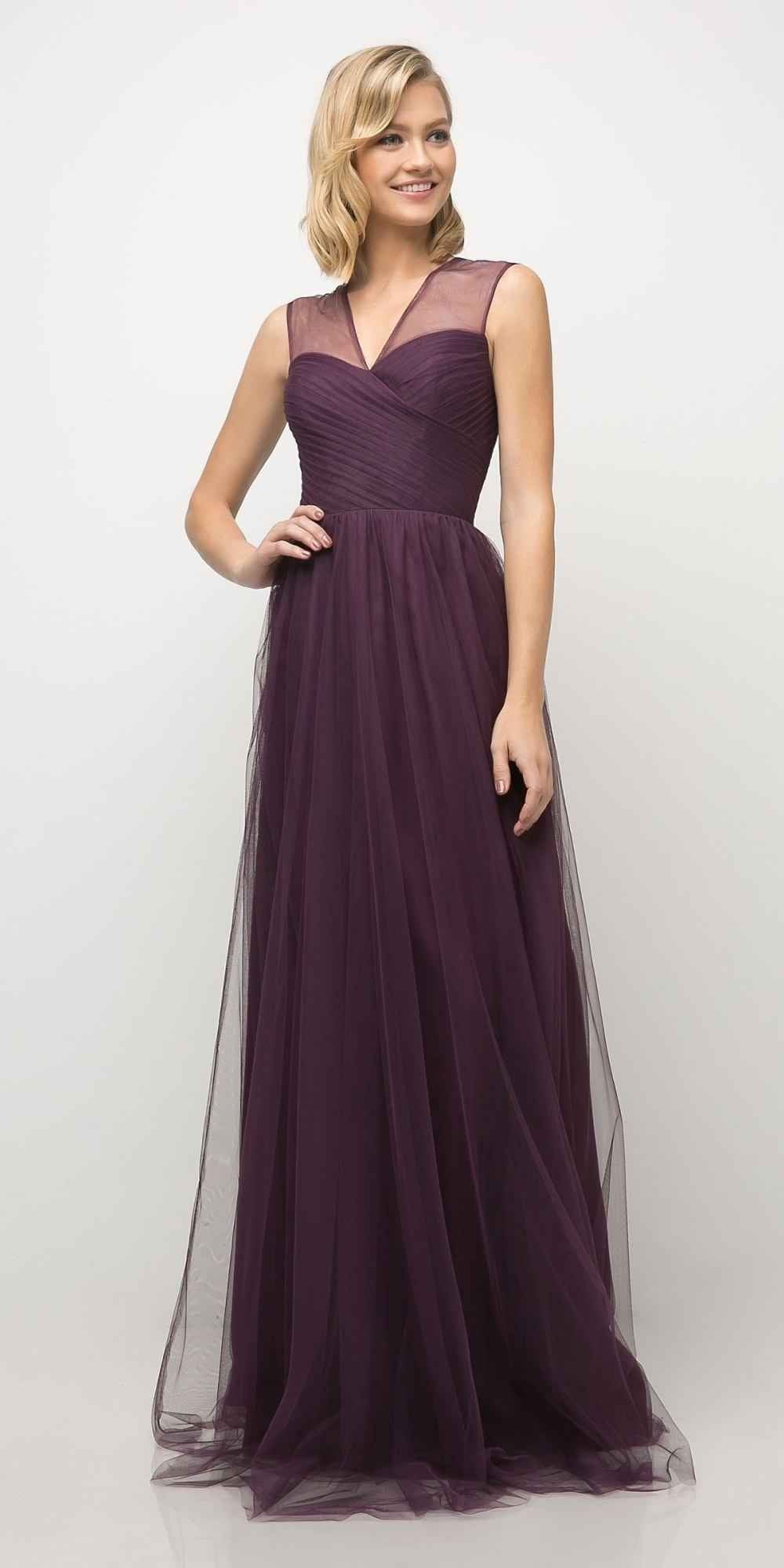 Ladivine ET320 Illusion V-Neck and Back Long Formal Dress Sleeveless