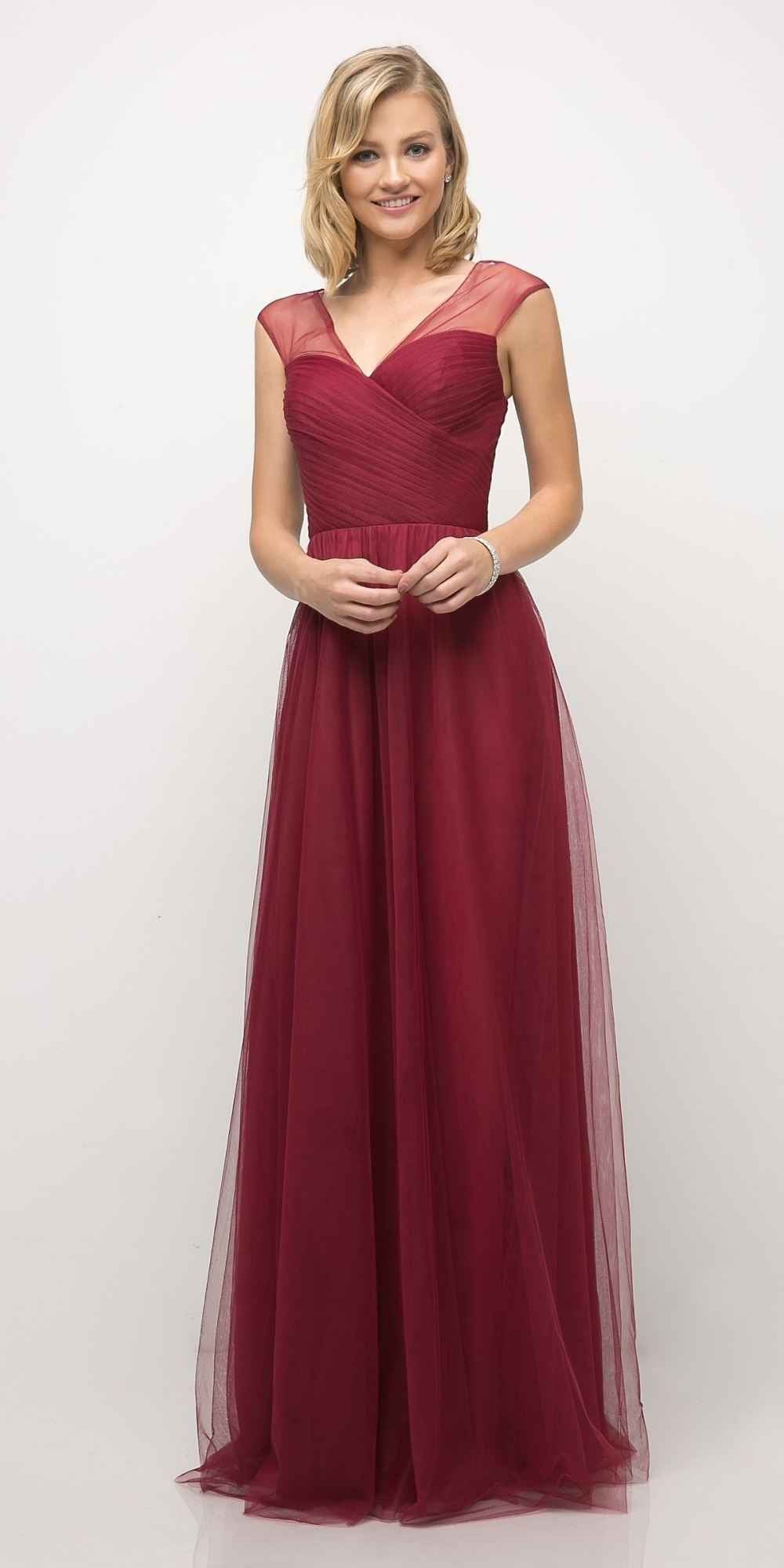 Ladivine ET320 Illusion V-Neck and Back Long Formal Dress Sleeveless