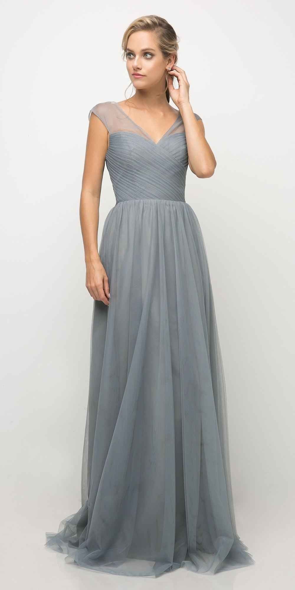 CLEARANCE - Ladivine ET320 Illusion V-Neck and Back Long Dress (Size 14)